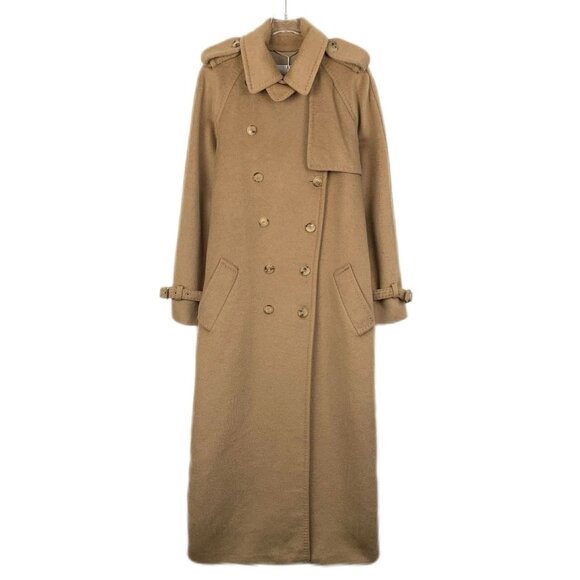 Maxmara Camel Double-Breasted Belted Coat Size 40 Medium Made In Italy 95% Camel - Picture 1 of 8